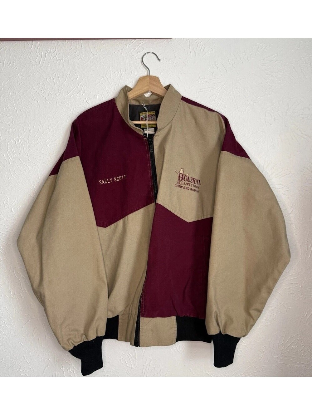Vtg Bee Wild Jacket Mens Large Color Block Bomber Southwest Western Cowboy USA